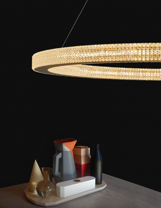 Lustra rotunda aurie cu cristale Suresh 40/60/80 cm, LED dimabil, design lux, 9285410 - Novaluce [16]