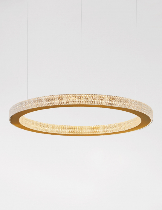 Lustra rotunda aurie cu cristale Suresh 40/60/80 cm, LED dimabil, design lux, 9285410 - Novaluce [9]