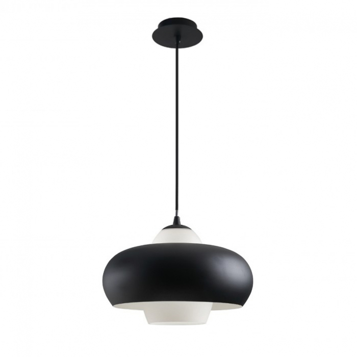 Lustra rotunda crom/negru mat Vangel 32/43 cm stil industrial, metal, sticla, AZ 3169 - Azzardo [1]