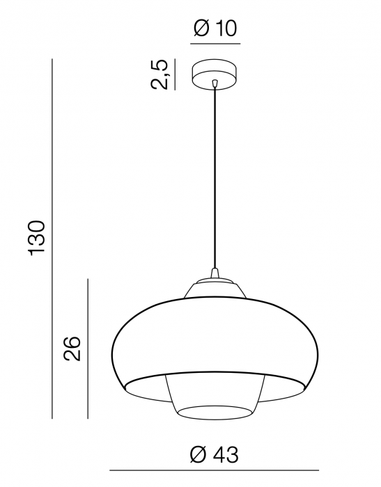 Lustra rotunda crom/negru mat Vangel 32/43 cm stil industrial, metal, sticla, AZ 3169 - Azzardo [6]