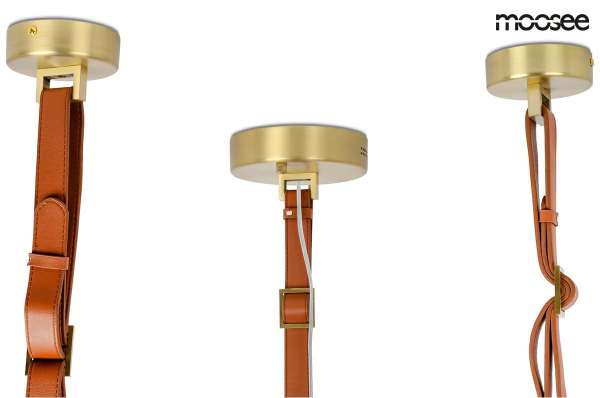 Lustra rotunda designer Elija 60x60 cm, abajur alabastru, curele din piele, MSE010100143 - King [6]