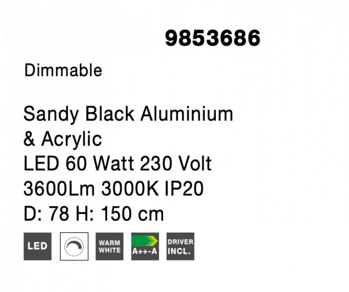 Lustra rotunda dimabila LED alba/neagra Naye 48/58/78 cm, design minimalist, 9853681 - Novaluce [30]