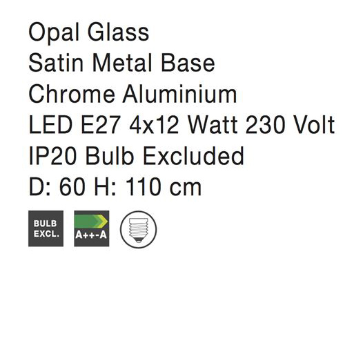 Lustra rotunda din sticla alba Zora Ø 60 cm, baza metal cromat, 4587601 - Novaluce [4]