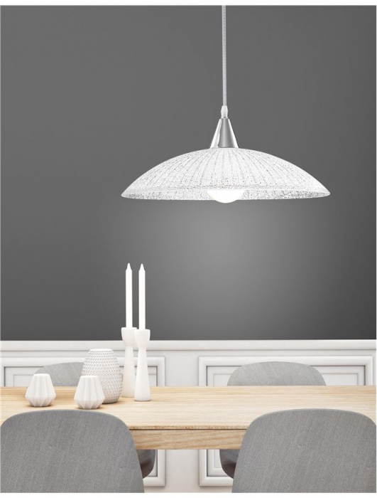 Lustra rotunda Dipa Ø 40 cm, din sticla transparenta si alba structurata, 7326501 - Novaluce [2]