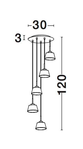 Lustra rotunda eleganta cu 5 pendule pe fir Boncan Ø30 cm cm, sticla transparenta, metal crom, 1300301305 - Novaluce [3]