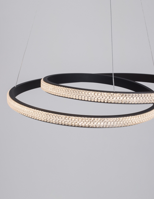 Lustra rotunda forma bucla auriu mat/negru Sikke 55 cm cu cristale acril, iluminare LED dimabila, 9818511 - Novaluce [4]