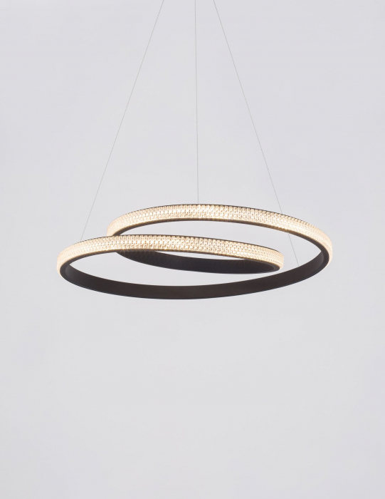 Lustra rotunda forma bucla auriu mat/negru Sikke 55 cm cu cristale acril, iluminare LED dimabila, 9818511 - Novaluce [3]