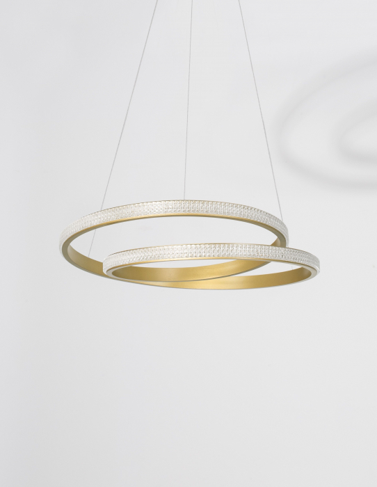 Lustra rotunda forma bucla auriu mat/negru Sikke 55 cm cu cristale acril, iluminare LED dimabila, 9818511 - Novaluce [10]