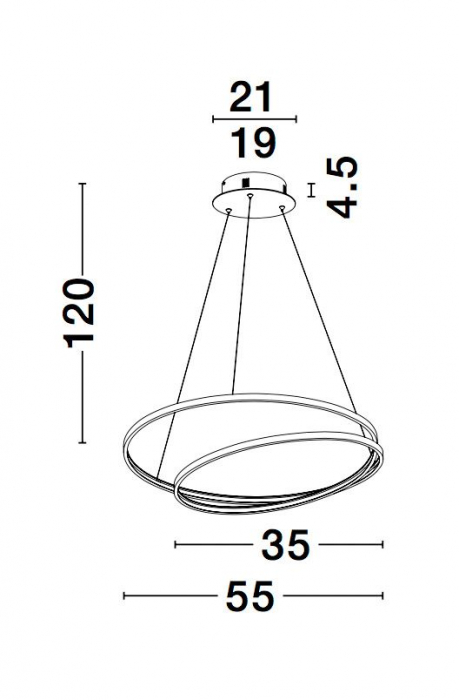 Lustra rotunda forma bucla auriu mat/negru Sikke 55 cm cu cristale acril, iluminare LED dimabila, 9818511 - Novaluce [6]