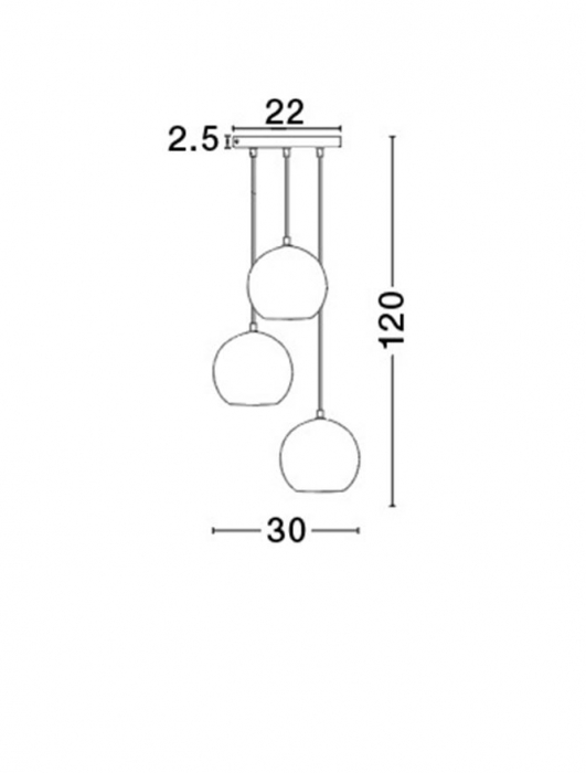 Lustra rotunda fumurie Alias 3 pendule sticla, Ø 30 cm inaltime reglabila, 8436402 - Novaluce [3]