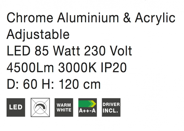 Lustra rotunda inele crom Gani Ø60 cm, iluminare LED dimabila, design modern lux, 17222003 D - Novaluce [5]