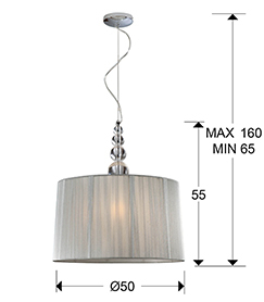 Lustra rotunda lux argintie Grama, abajur fir textil Ø 50 cm, inaltime reglabila, 663554 - Schuller [3]
