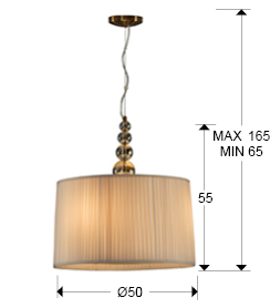 Lustra rotunda lux sampanie Grama, abajur textil Ø 50 cm, inaltime reglabila, 663542 - Schuller [3]