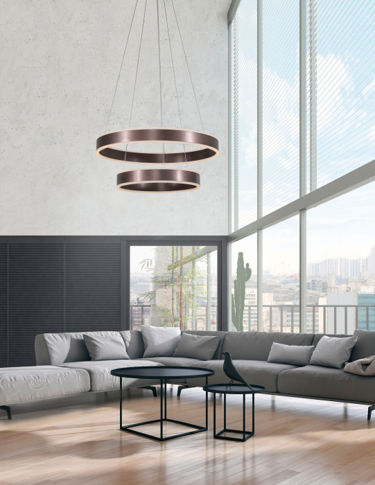 Lustra rotunda maro dimabila LED Mina Ø60 cm din doua piese, design modern, 88622102 D - Novaluce [4]