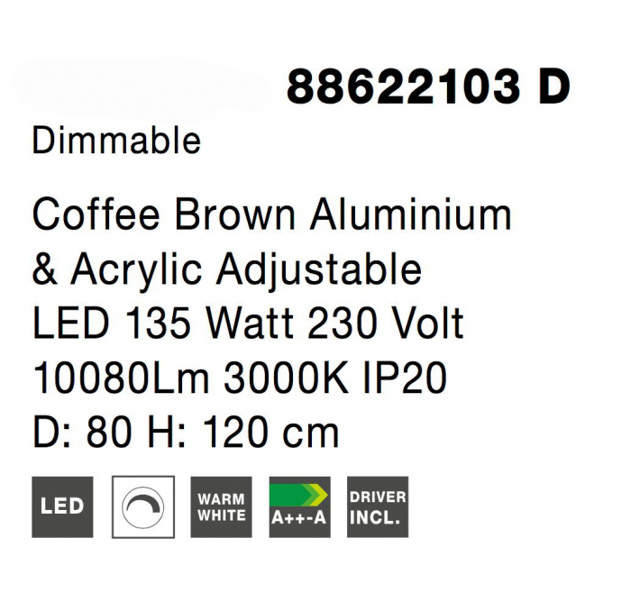 Lustra rotunda maro dimabila LED Mina Ø80 cm din trei piese, design modern, 88622103 D - Novaluce [6]