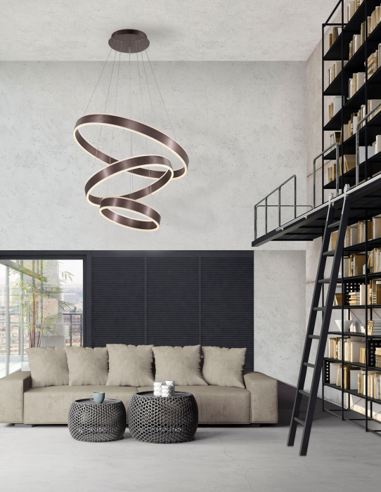 Lustra rotunda maro dimabila LED Mina Ø80 cm din trei piese, design modern, 88622103 D - Novaluce [5]