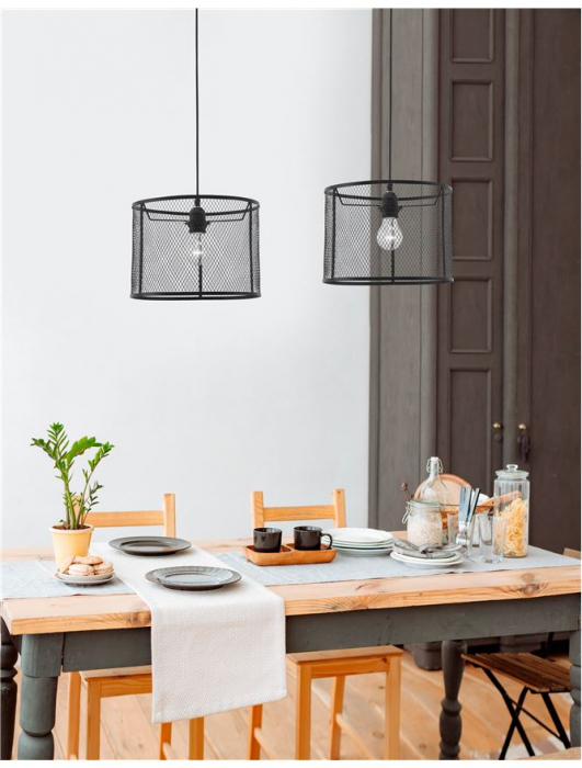 Lustra rotunda neagra/alba Hulda abajur tip plasa metal, Ø 30 cm, 8809302 - Novaluce [4]