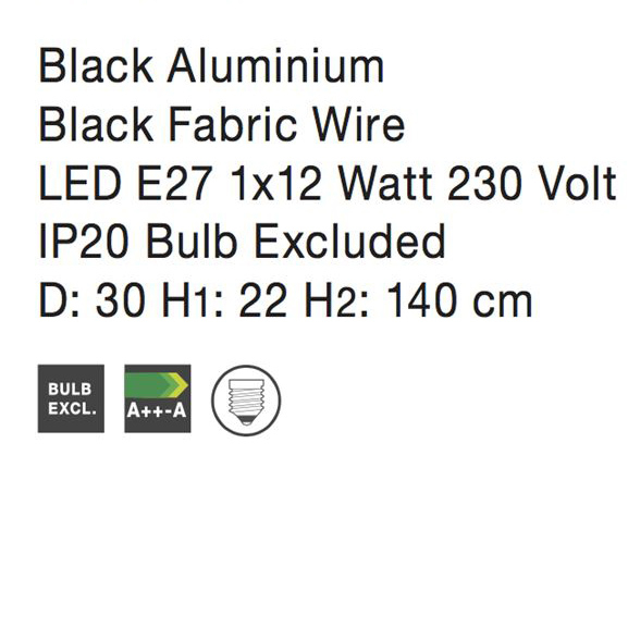 Lustra rotunda neagra/alba Hulda abajur tip plasa metal, Ø 30 cm, 8809302 - Novaluce [7]