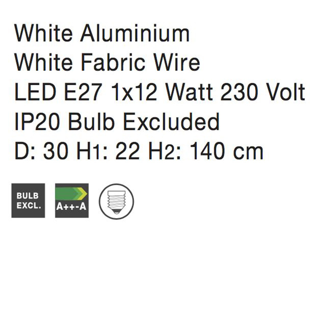 Lustra rotunda neagra/alba Hulda abajur tip plasa metal, Ø 30 cm, 8809302 - Novaluce [3]