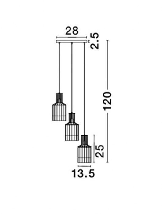 Lustra rotunda neagra Baldari, cu 3/5 pendule din metal, inaltime ajustabila, 9001702 - Novaluce [7]