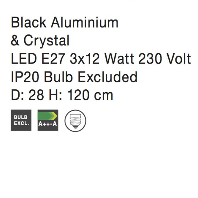 Lustra rotunda neagra Baldari, cu 3/5 pendule din metal, inaltime ajustabila, 9001702 - Novaluce [8]