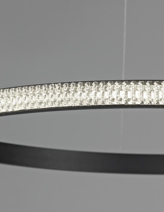 Lustra rotunda neagra cu cristale acril Michai Ø60 cm LED dimabil, design lux, 9481091 - Novaluce [2]