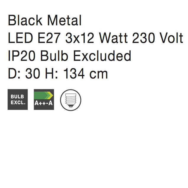 Lustra rotunda neagra Fredri, 3 pendule geometrice din tije metalice, Ø 30 cm, 7605189 - Novaluce [4]
