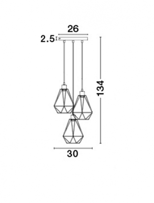 Lustra rotunda neagra Fredri, 3 pendule geometrice din tije metalice, Ø 30 cm, 7605189 - Novaluce [3]