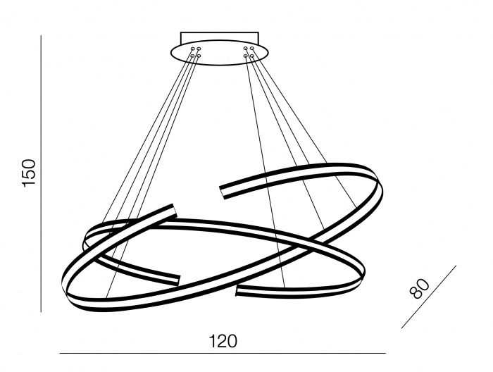 Lustra rotunda neagra iluminare LED Ronda, 80/120 cm, design modern, AZ 3355 - Azzardo [4]