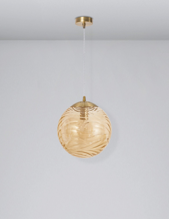 Lustra rotunda sticla transparenta/galbena Caden Ø30 cm, design retro, 9988301 - Novaluce [2]