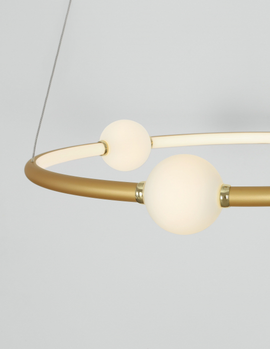 Lustra rotunda tip inel LED dimabila Charon 64 cm, detalii glob albe sticla, design modern, 9820601 - Novaluce [10]