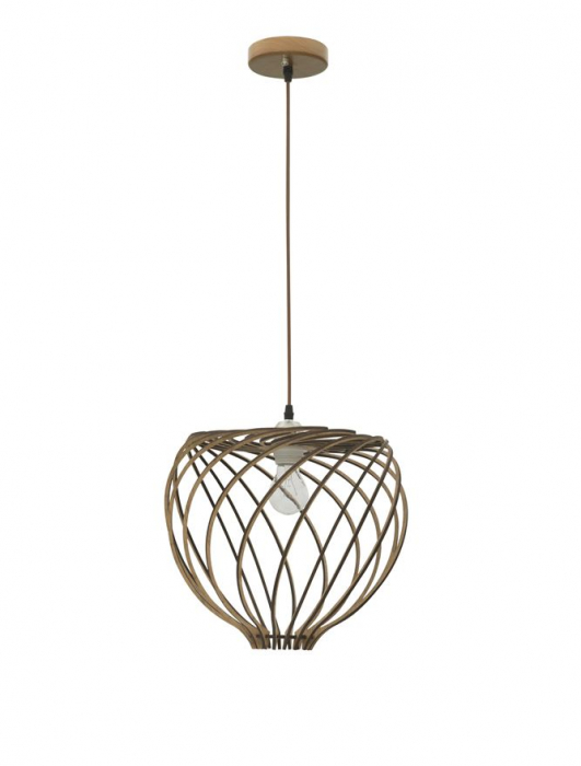 Lustra rotunda tip pendul Almira Ø 35 cm, abajur din lemn, inaltime reglabila, 9135061 - Novaluce [4]