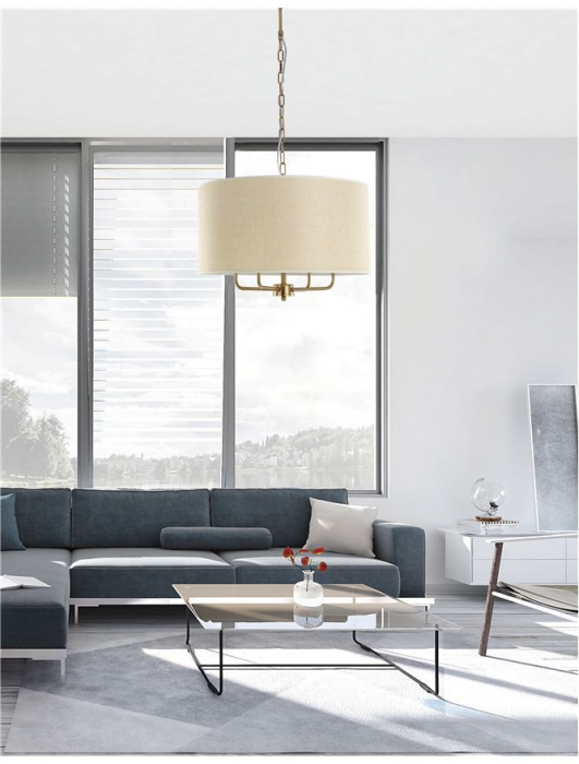 Lustra rotunda tip pendul crem Inga, design clasic, din metal, inaltime reglabila, 8120041 - Novaluce [2]