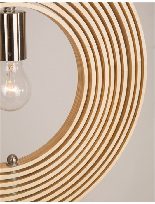 Lustra rotunda tip pendul Maxi Ø 43 cm, abajur discuri din lemn, inaltime reglabila, 9138062 - Novaluce [15]