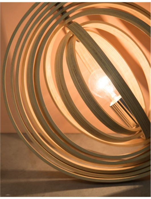 Lustra rotunda tip pendul Maxi Ø 43 cm, abajur discuri din lemn, inaltime reglabila, 9138062 - Novaluce [14]