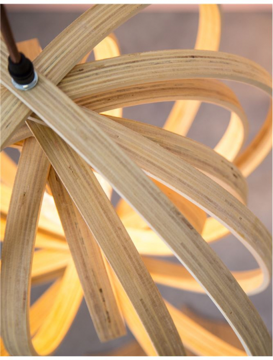 Lustra rotunda tip pendul Maxi Ø 43 cm, abajur discuri din lemn, inaltime reglabila, 9138062 - Novaluce [9]