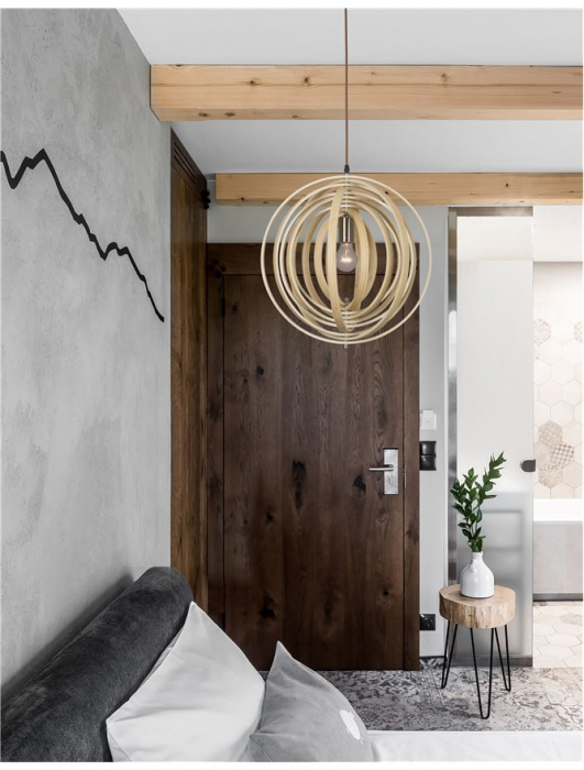 Lustra rotunda tip pendul Maxi Ø 43 cm, abajur discuri din lemn, inaltime reglabila, 9138062 - Novaluce [3]