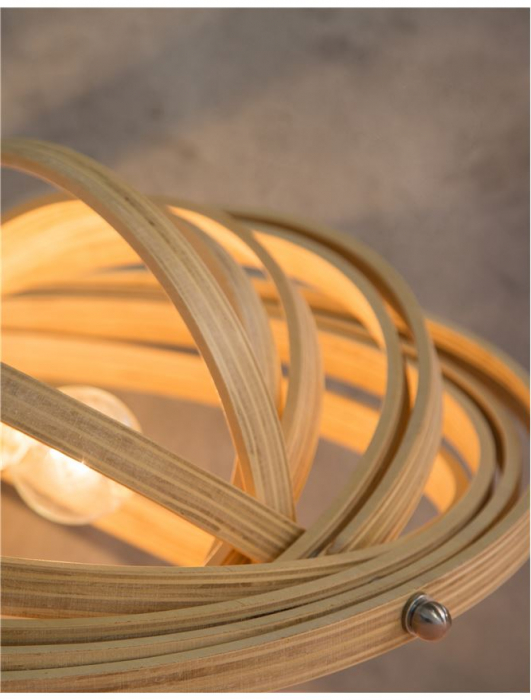 Lustra rotunda tip pendul Maxi Ø 43 cm, abajur discuri din lemn, inaltime reglabila, 9138062 - Novaluce [13]