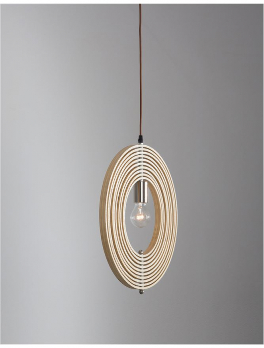Lustra rotunda tip pendul Maxi Ø 43 cm, abajur discuri din lemn, inaltime reglabila, 9138062 - Novaluce [5]