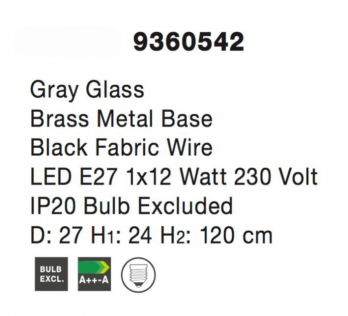 Lustra sticla fumurie Aliki forma hexagon design retro, detalii metal auriu, 9360542 - Novaluce [4]