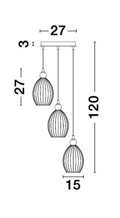 Lustra sticla galbena 3 pendule forma rotunda alungita Jaime Ø23 cm, metal auriu, 9988382 - Novaluce [6]