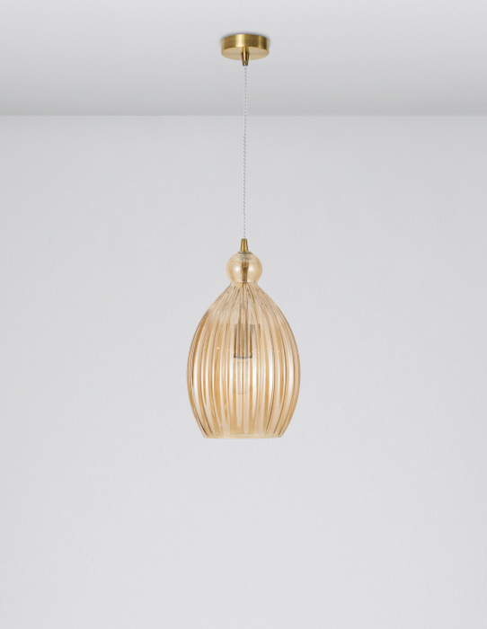 Lustra sticla galbena forma rotunda alungita Jaime Ø23 cm, metal auriu, 9988383 - Novaluce [2]