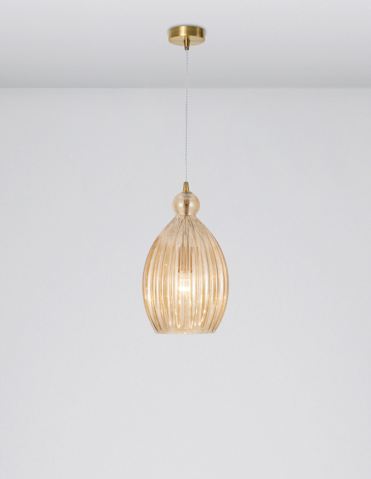 Lustra sticla galbena forma rotunda alungita Jaime Ø23 cm, metal auriu, 9988383 - Novaluce [3]