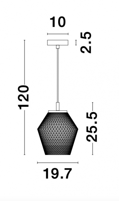 Lustra stil vintage Kalina Ø20 cm sticla transparenta galbena forme geometrice, metal auriu, 9291251 - Novaluce [7]