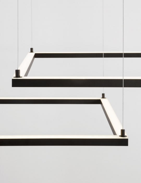 Lustra suspendata patrata dimabila Linus 100x100 cm alba/neagra, iluminare LED, design minimalist, 9990731 - Novaluce [12]