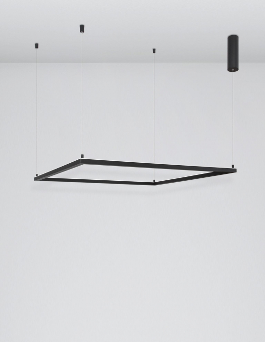 Lustra suspendata patrata dimabila Linus 100x100 cm alba/neagra, iluminare LED, design minimalist, 9990731 - Novaluce [10]