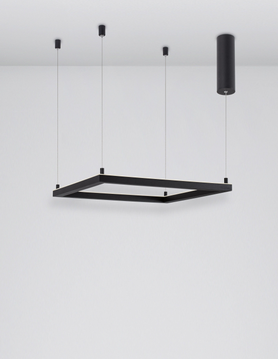 Lustra suspendata patrata dimabila Linus 50x50 cm alba/neagra, iluminare LED, design minimalist, 9990736 - Novaluce [2]