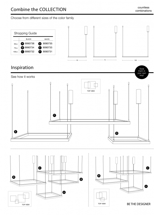 Lustra suspendata patrata dimabila Linus 50x50 cm alba/neagra, iluminare LED, design minimalist, 9990736 - Novaluce [14]