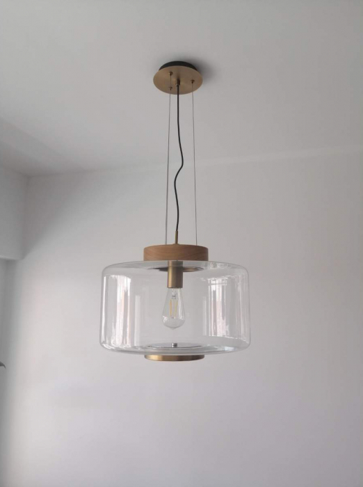 Lustra suspendata rotunda Dina 40x40 cm, sticla/metal/lemn, AZ 3343 - Azzardo [4]