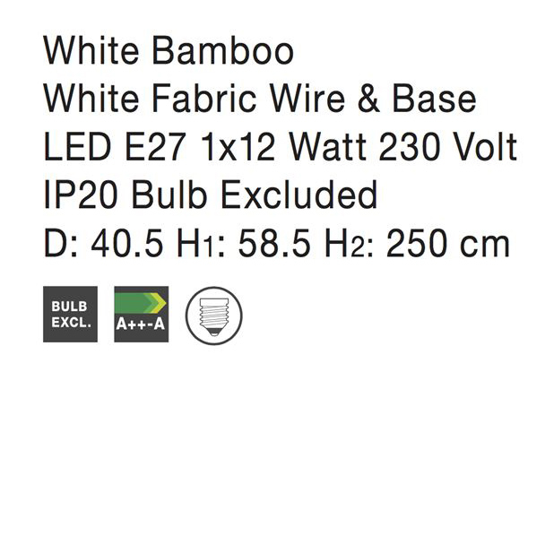 Lustra tip pendul alba/natur Mimmi, din bambus, Ø 40 cm, inaltime reglabila, 9586682 - Novaluce [11]